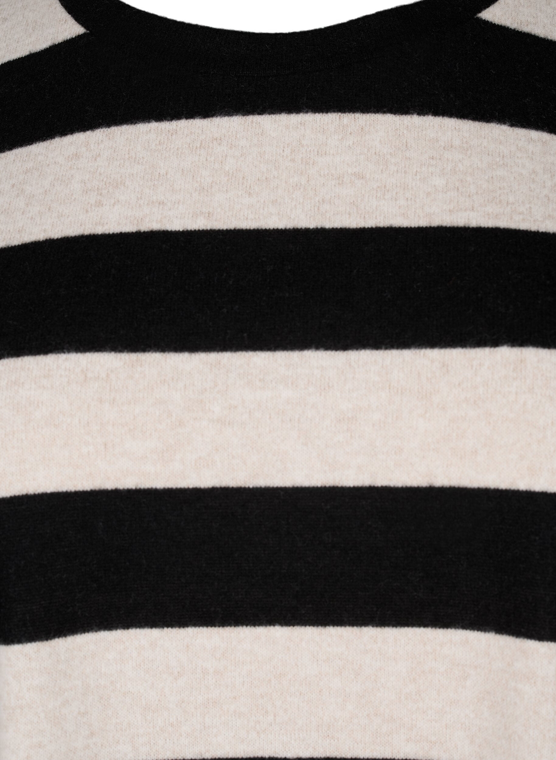 Zizzi L&aring;ng&auml;rmad blus med r&auml;nder, Bl. Beige Mel.Stripe, Packshot image number 2