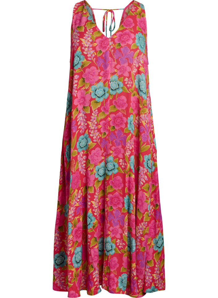 &Auml;rml&ouml;s a-linjeformad maxikl&auml;nning med v-ringning, R&ouml;d, Packshot image number 0