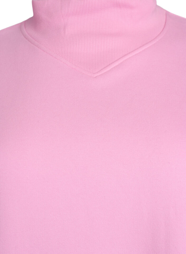Sweatshirt med h&ouml;g hals och l&aring;nga &auml;rmar, Rosa, Packshot image number 2