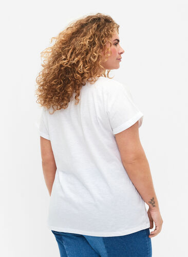 T-shirt med tryck i ekologisk bomull, Bright White, Model image number 1