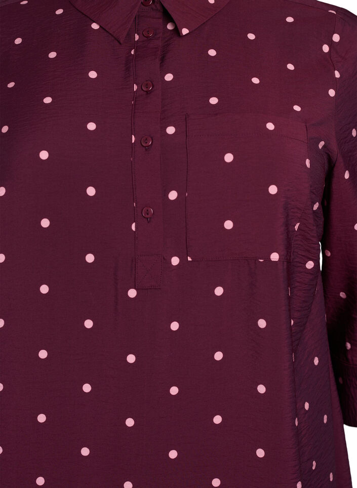 Kort klänning med krage och bröstficka, Röd, Packshot image number 2