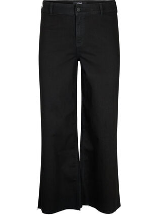 Jeans med hög midja och vida ben, Black, Packshot image number 0