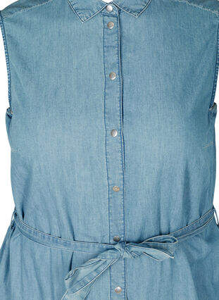 Skjortklänning i jeans med knytband, Blue denim, Packshot image number 2
