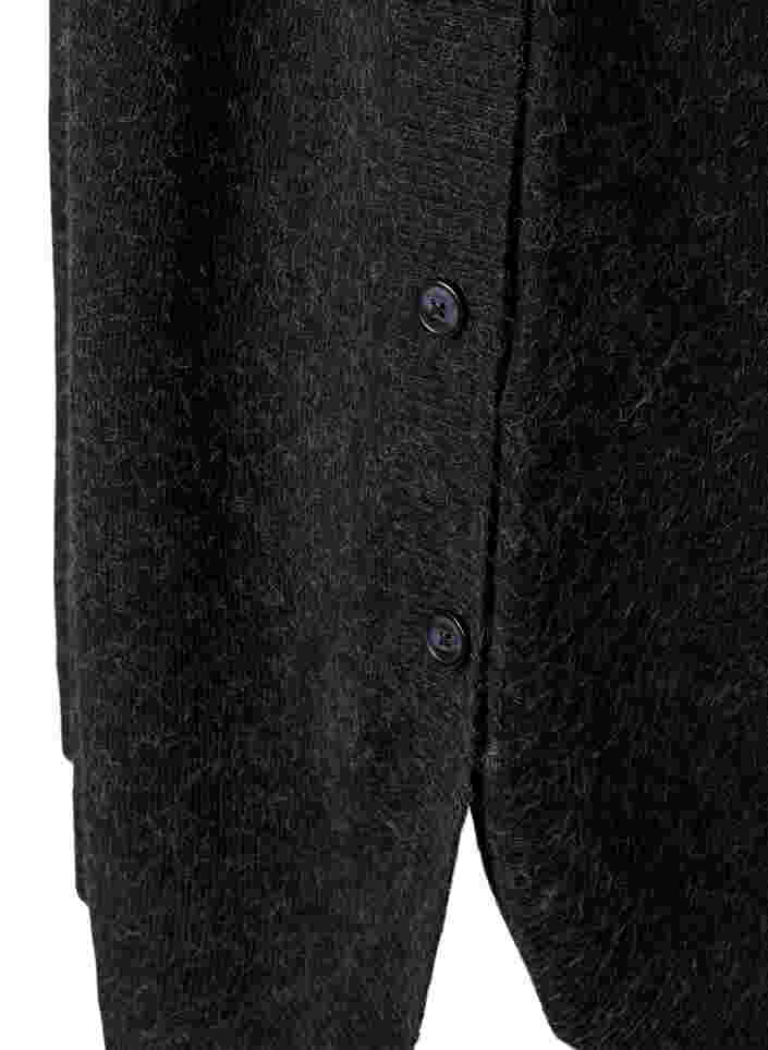 Stickad, melerad klänning med knappar, Dark Grey Melange, Packshot image number 3