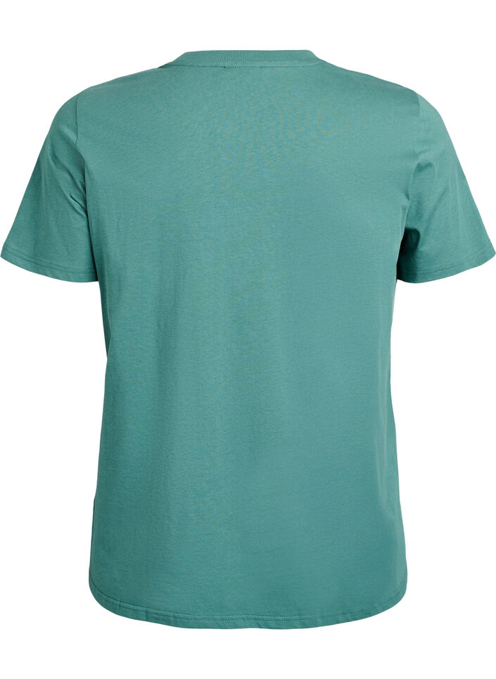 Enkel t-shirt i bomull med rund halsringning, Gr&ouml;n, Packshot image number 1