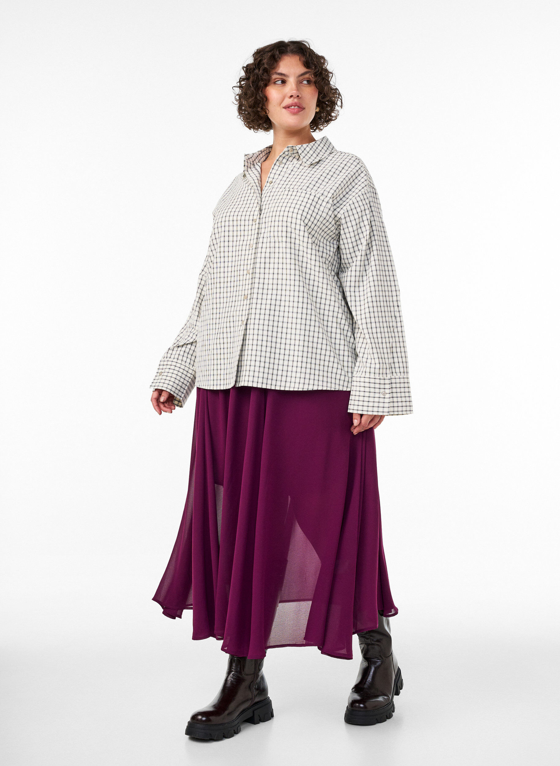 A-linjeformad midikjol, Lila, Model