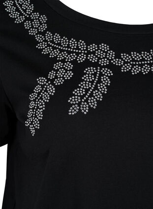 Kortärmad t-shirt med strass, Black Stone, Packshot image number 2