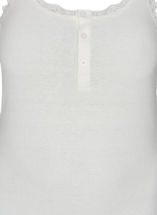 Ribbat linne med spets och knappar, White Cream, Packshot image number 2