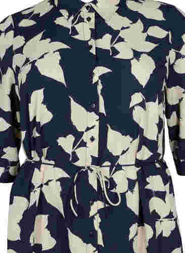 FLASH - Skjortklänning med tryck, Blue White Flower, Packshot image number 2