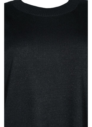 Stickad klänning i glitter och korta ärmar, Black W/Lurex, Packshot image number 2
