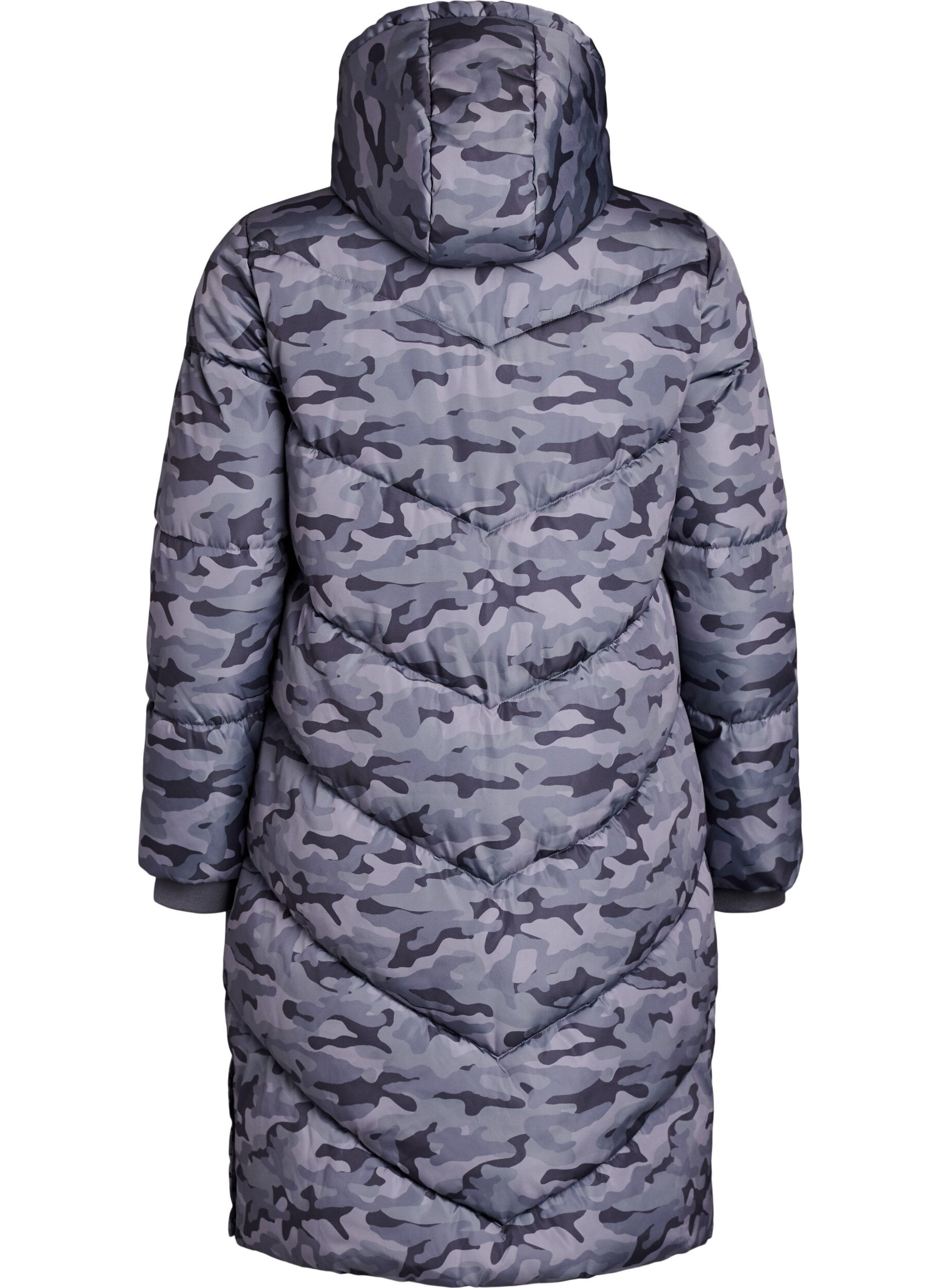 ZizziL&aring;ng kamouflagem&ouml;nstrad pufferjacka, Gr&aring;, Packshot image number 1