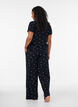 Pyjamasbyxor med ribbad struktur och blommigt m&ouml;nster, Svart, Model image number 2