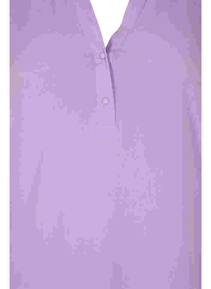 Viskosblus med 3/4-ärmar och v-ringning, Regal Orchid , Packshot image number 2