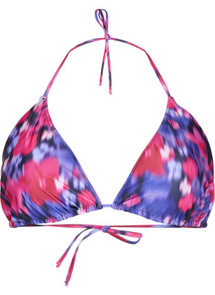 Triangel-bikinibehå med tryck, Pink Flower AOP, Packshot image number 0