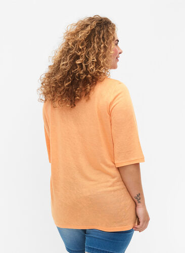Blus med 3/4-ärmar, Mock Orange, Model image number 1