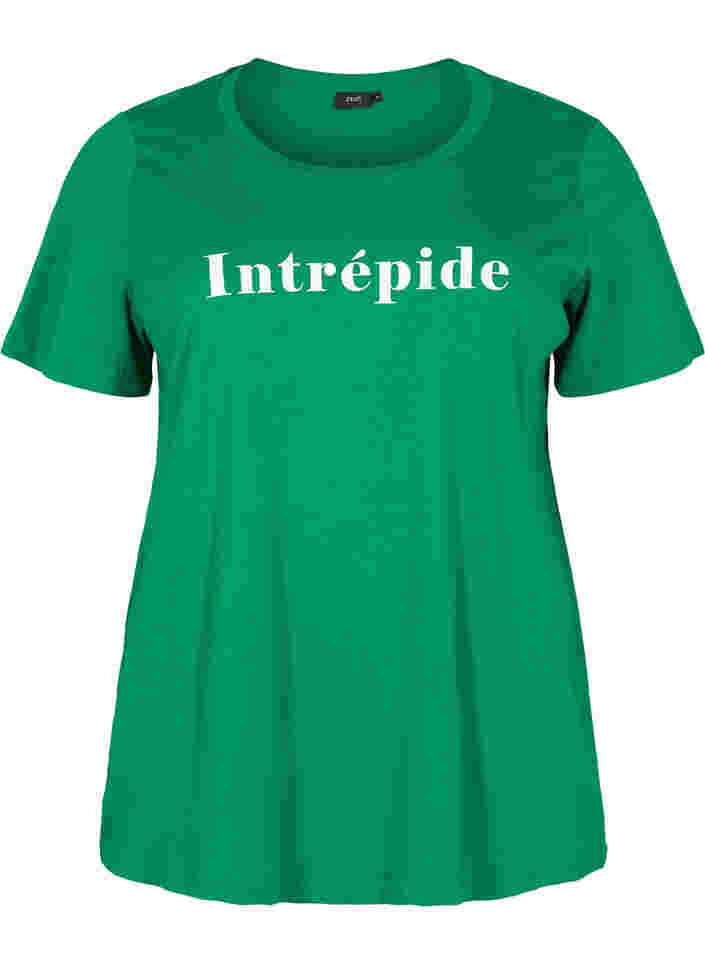 Kortärmad t-shirt i bomull med texttryck, Jolly Green