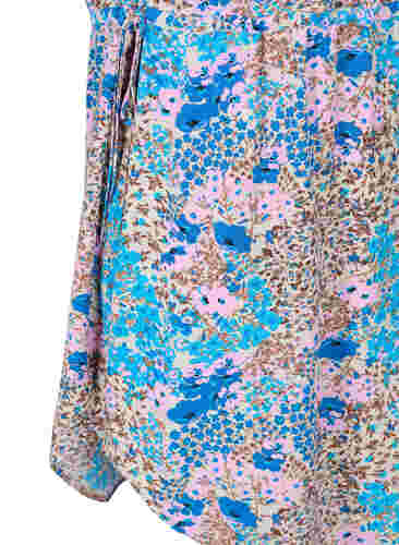 Mönstrad klänning med snördetaljer, Blue Rose Flower, Packshot image number 3