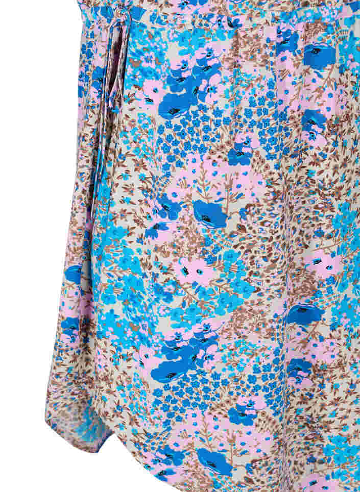 Mönstrad klänning med snördetaljer, Blue Rose Flower, Packshot image number 3