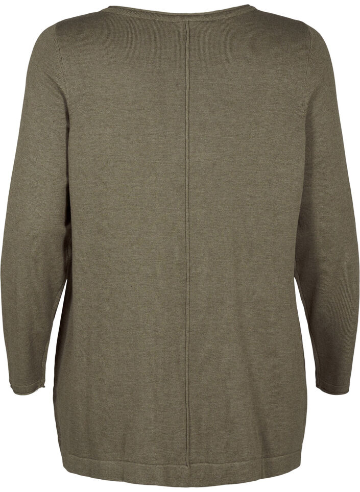Stickad blus i bomull-viskosblandning, Grön, Packshot image number 1