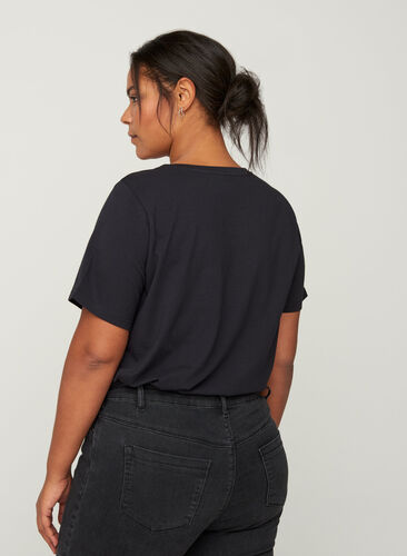 Bomulls t-shirt med nitar, Black , Model image number 1