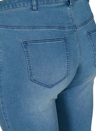Kroppsnära jeansshorts med råa kanter, Blue Denim, Packshot image number 3