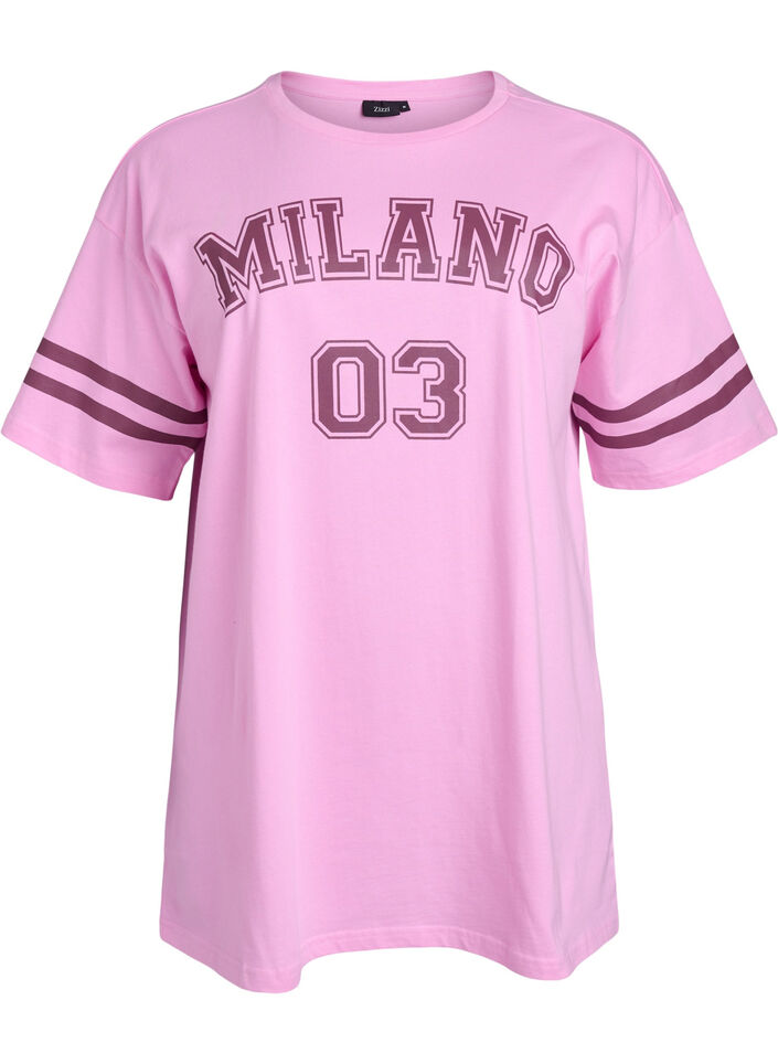 Sportig oversized college-t-shirt, Rosa, Packshot image number 0