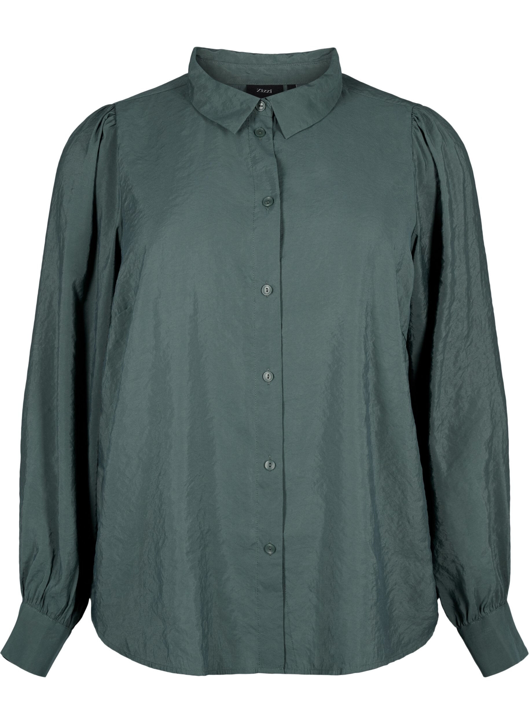 Zizzi L&aring;ng&auml;rmad skjorta i TENCEL&trade; Modal, Dark Forest, Packshot image number 0