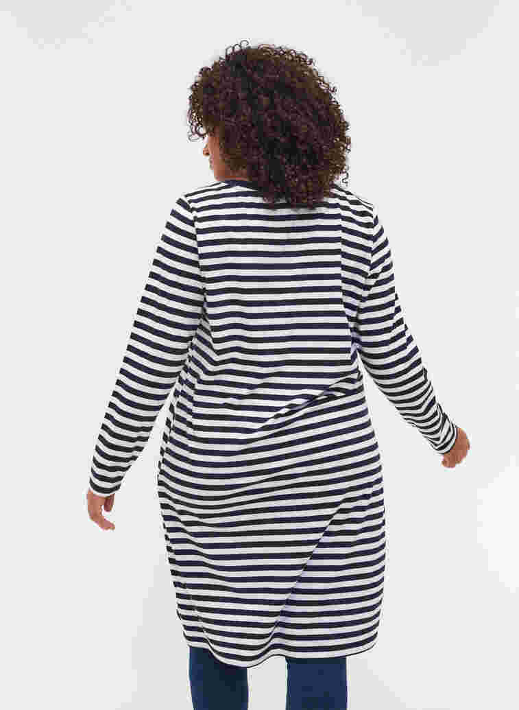 Randig klänning i bomull med långa ärmar, NS w. White Thin, Model image number 1