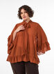 Blus med knytband och volangdetaljer, Brun, Model image number 0