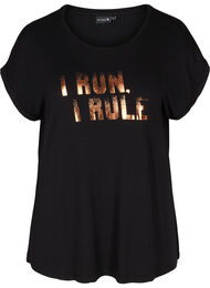 T-shirt till träning i viskosmix med tryck, Black I Run