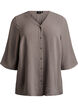 Skjortblus med v-ringning och 3/4-&auml;rm, Beige, Packshot image number 0