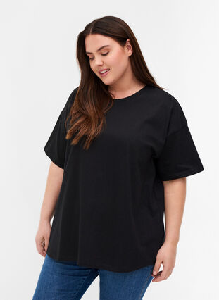 Kortärmad t-shirt i bomull, Black, Model image number 0