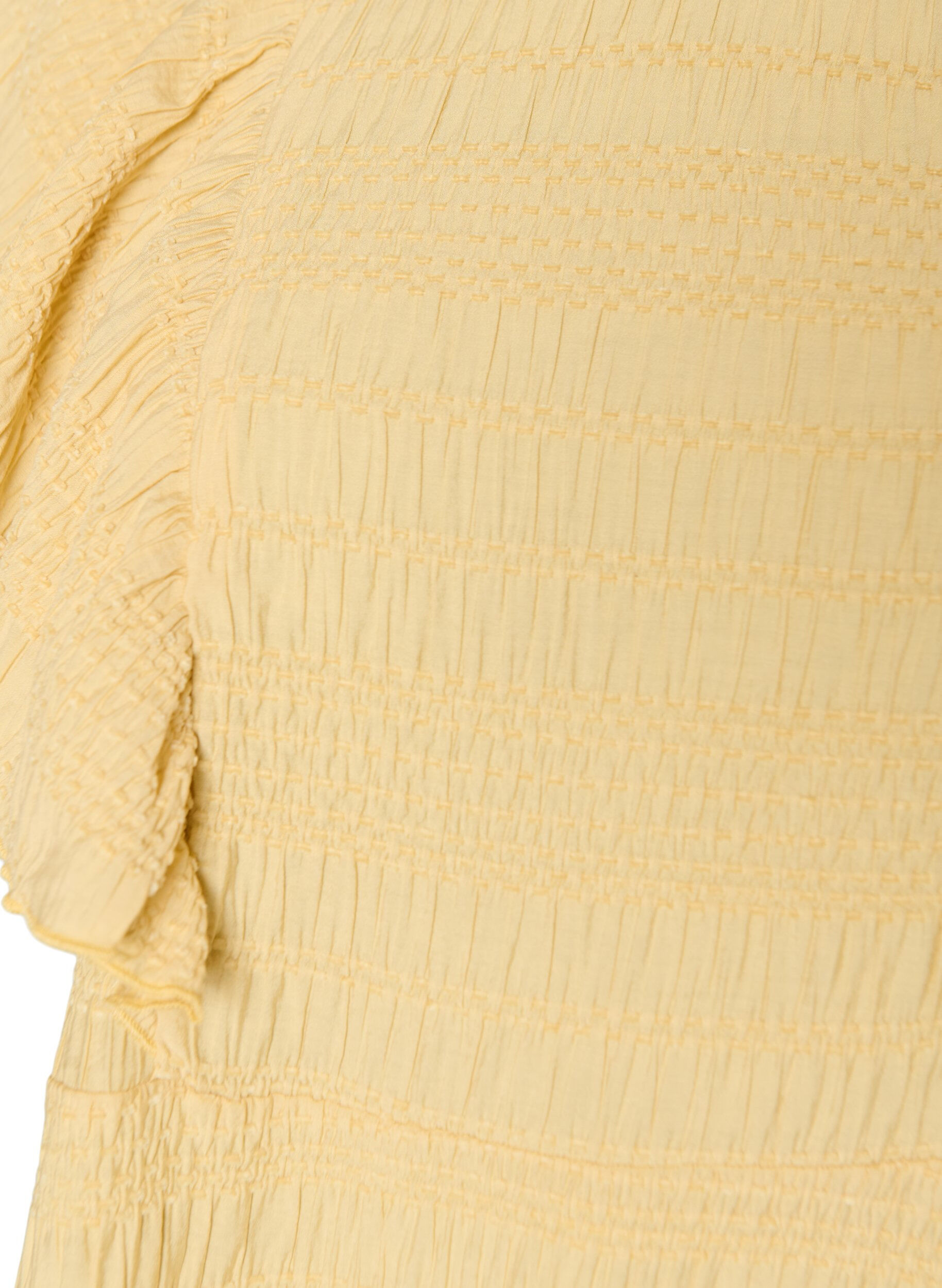 ZizziBlus med smock och volang&auml;rmar, Gul, Packshot image number 2