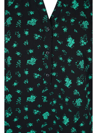 Blus med korta ärmar och v-ringning, Green Flower AOP, Packshot image number 2