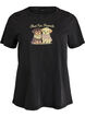 T-shirt med hundtryck och tv&auml;ttad look, Gr&aring;, Packshot image number 0
