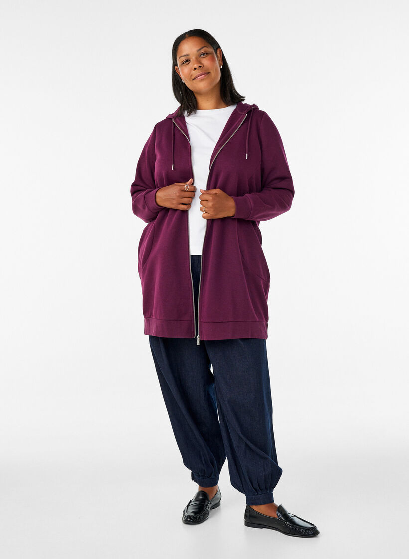 L&aring;ng huvtr&ouml;ja med dragkedja och fickor, Lila, Model image number 1