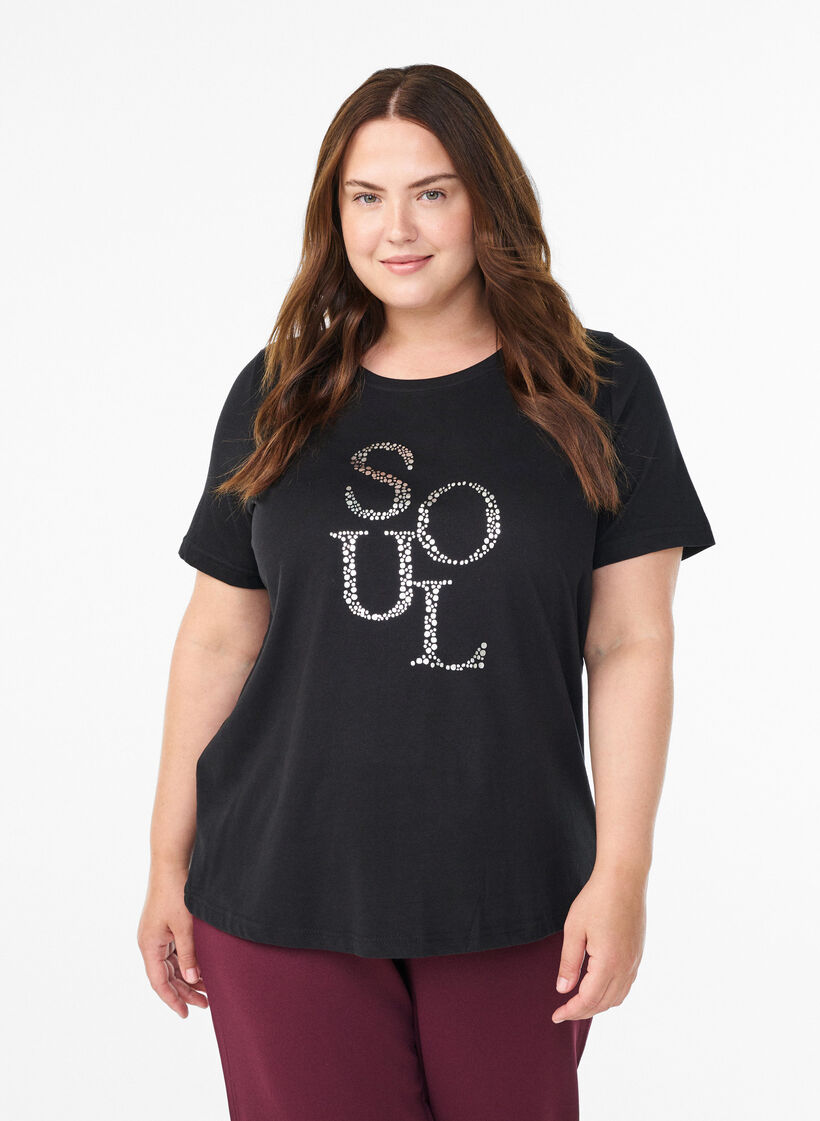 T-shirt med tryck, Svart, Model image number 0