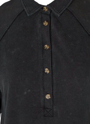 Sweatshirtklänning i bomull med acid wash och fickor, Black Acid Washed, Packshot image number 2