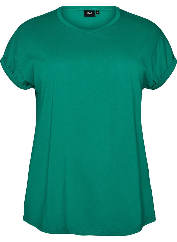 Kort&auml;rmad t-shirt i bomullsmix, Gr&ouml;n, Packshot image number 0