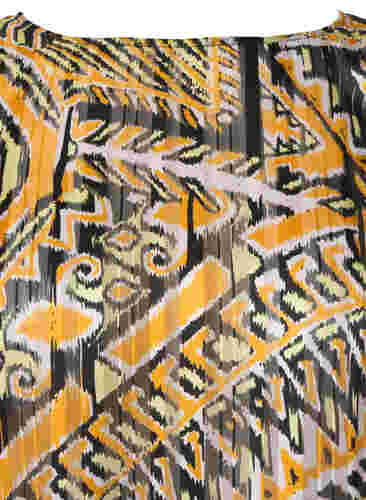 Mönstrad blus med smock och 3/4-ärmar, Yellow Aztec AOP, Packshot image number 2