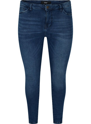 Kampanjvara – Croppade Amy jeans med slits, Blue denim, Packshot image number 0