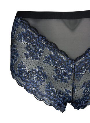Spetstrosa med hög midja, Black w. blue lace, Packshot image number 2