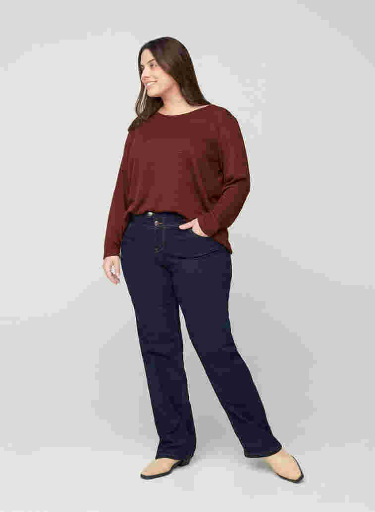 Regular fit Gemma jeans med hög midja, Blue denim, Model image number 5