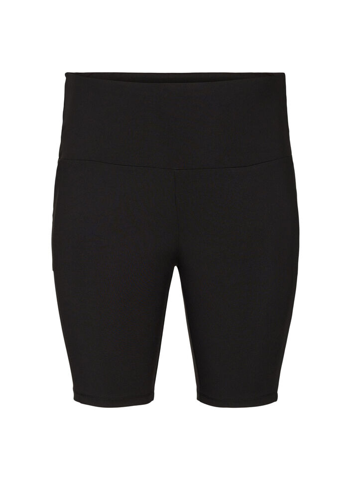Åtsittande shorts med hög midja och fickor, Black, Packshot image number 0