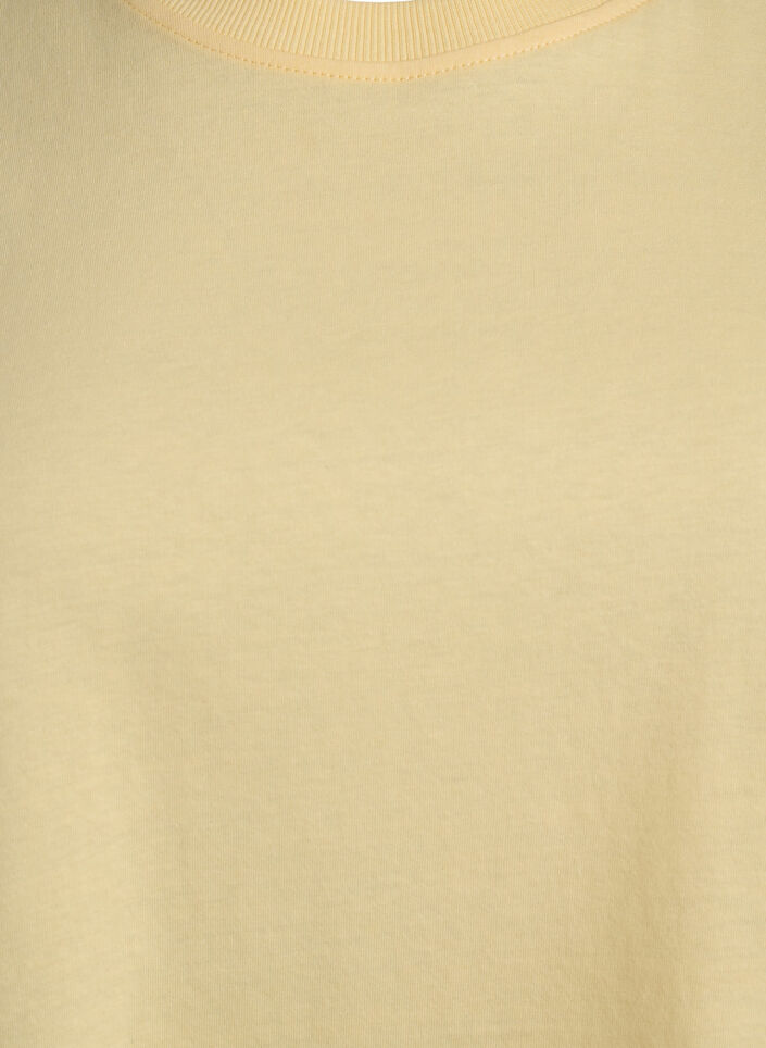 Enkel t-shirt i bomull med rund halsringning, Gul, Packshot image number 2