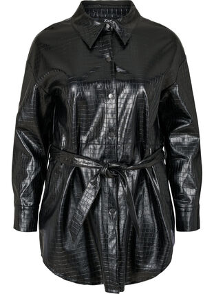 Skjortjacka i läderimitation, Black, Packshot image number 0