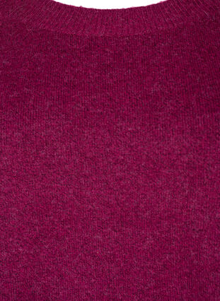 Melerad stickad tröja med pärlknappar på sidorna	, Raspberry Mel., Packshot image number 2