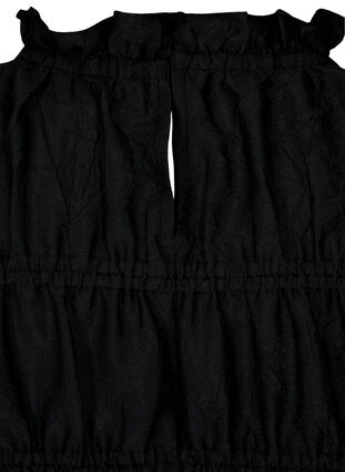 Klänning med volanger och elastiska snitt, Black, Packshot image number 3