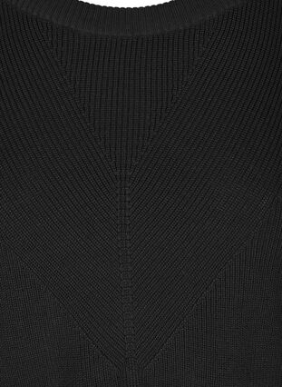 Stickad tröja med ribbad mudd, Black, Packshot image number 2