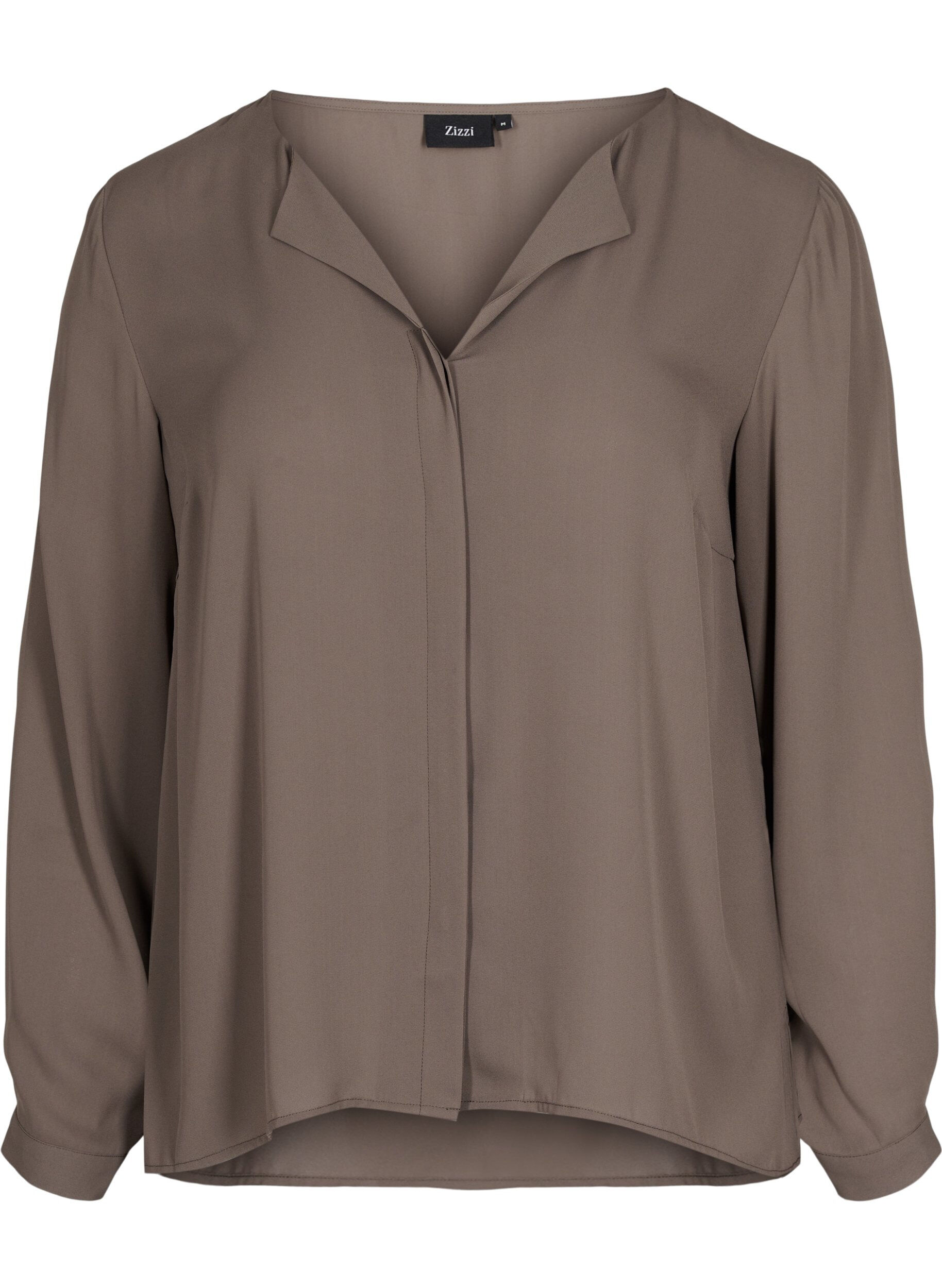 Zizzi Enf&auml;rgad skjorta med V-ringning, Falcon, Packshot image number 0